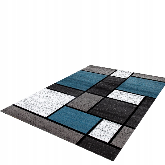 Koberec Do Obývačky Spálne 160x220 CM Modrý Moderný Geometrický Vzor