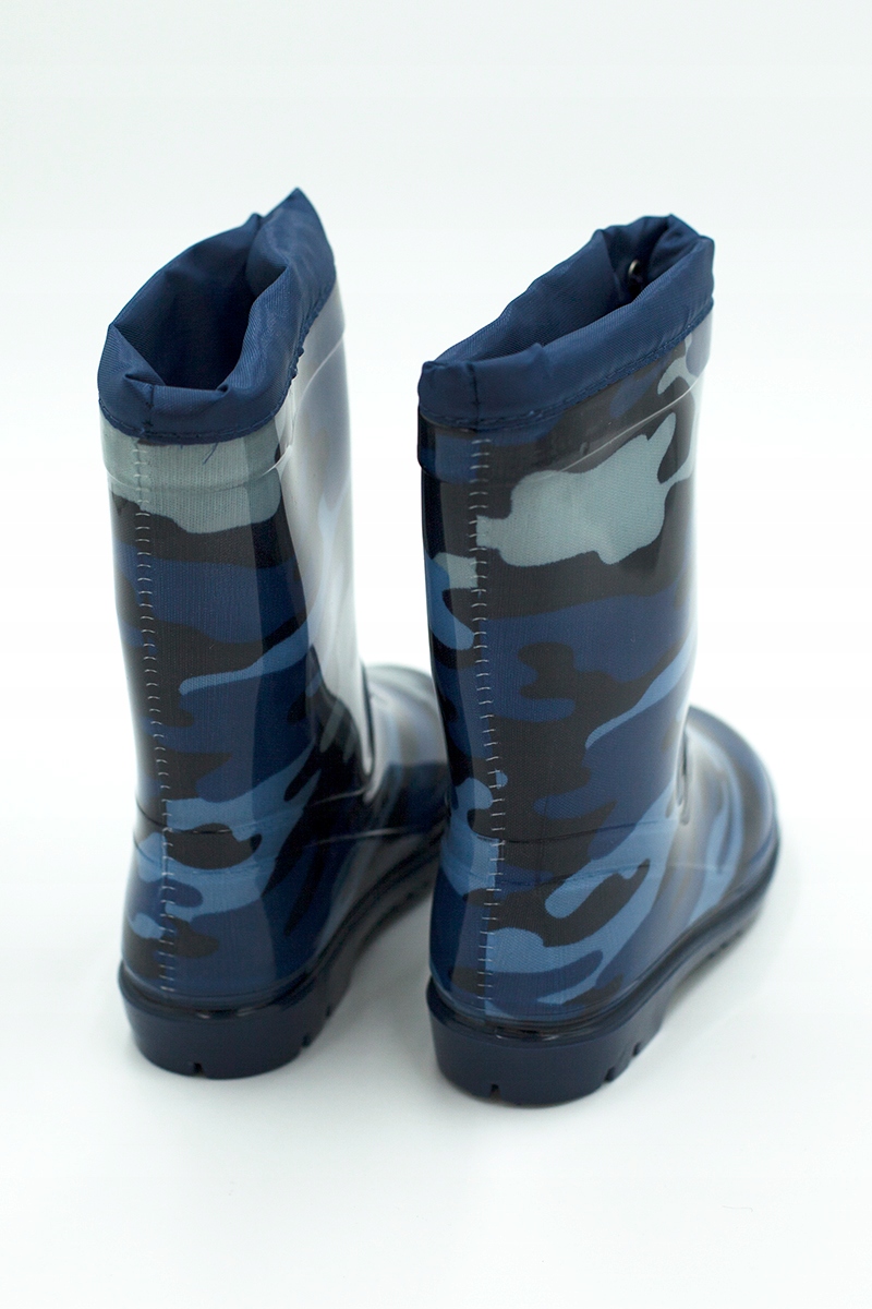 Kalosze DZIECIĘCE gumowce WSUWANE moro GRANATOWE (30) Kolor niebieski