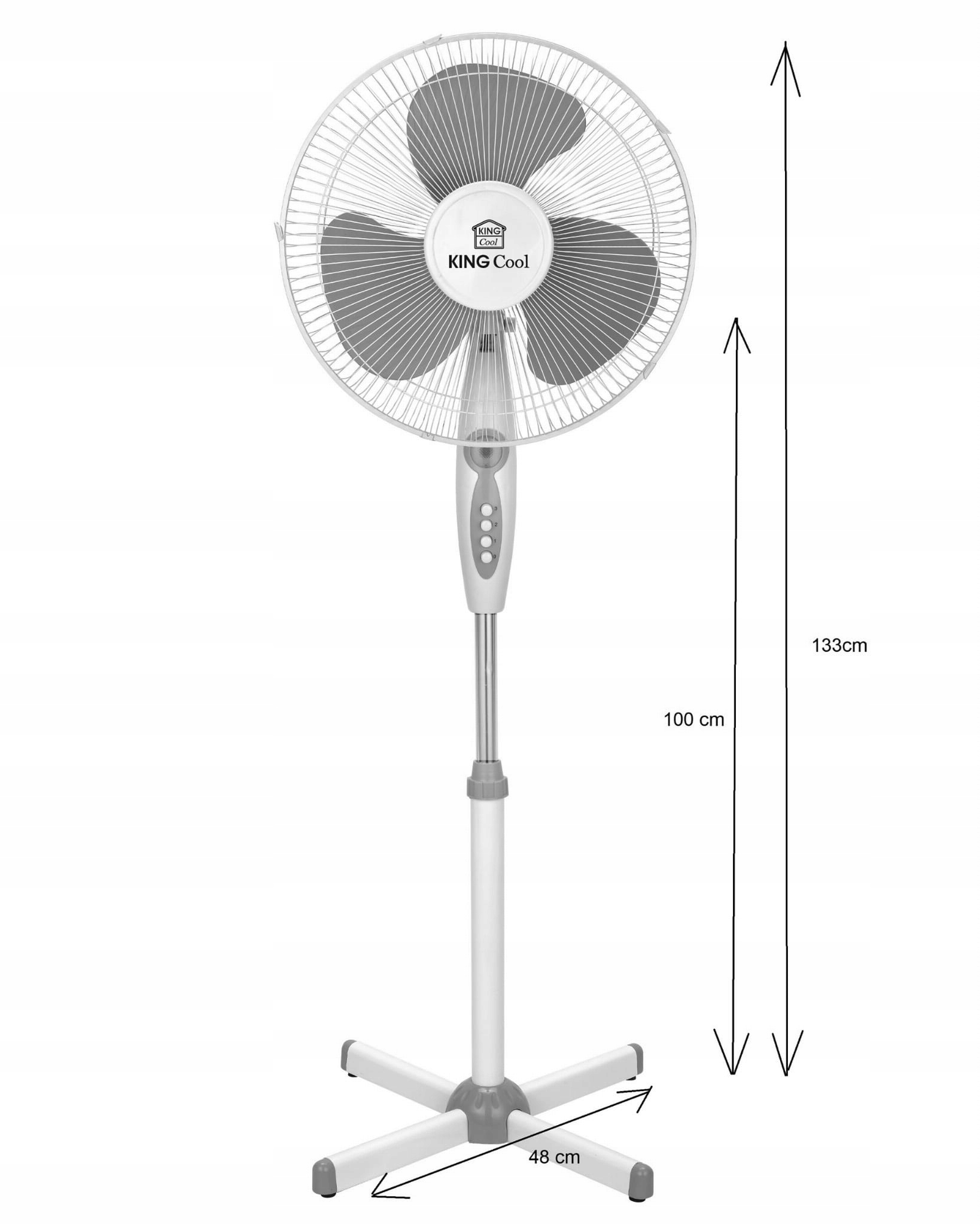 WENTYLATOR PODŁOGOWY WIATRAK STOJĄCY OBROTOWY OSCYLACJA CICHY MOCNY CZARNY Marka Kinghoff