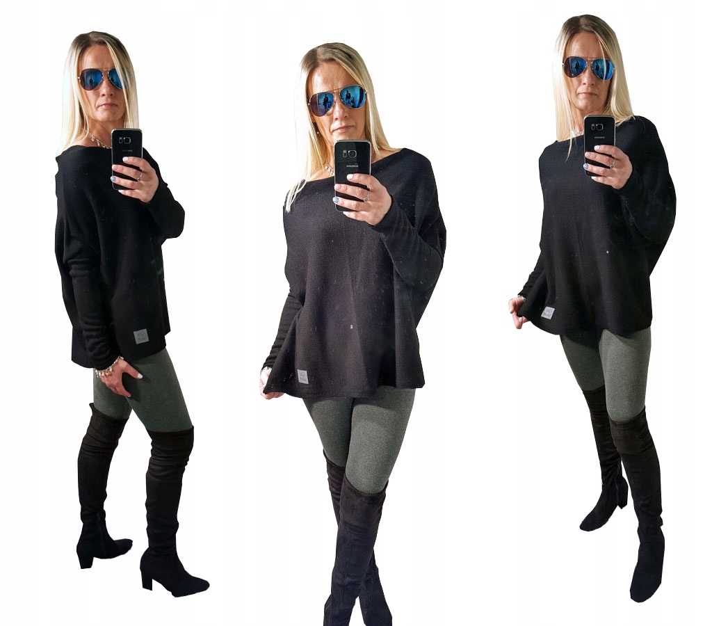 

Sweterek Oversize Tunika Sweter Wool Odkryte Ramię