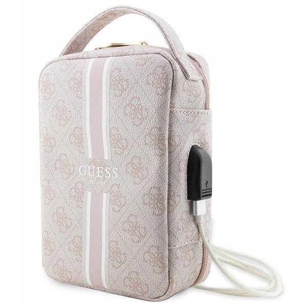 Guess Organizátorová taška 4G Printed Stripes růžová