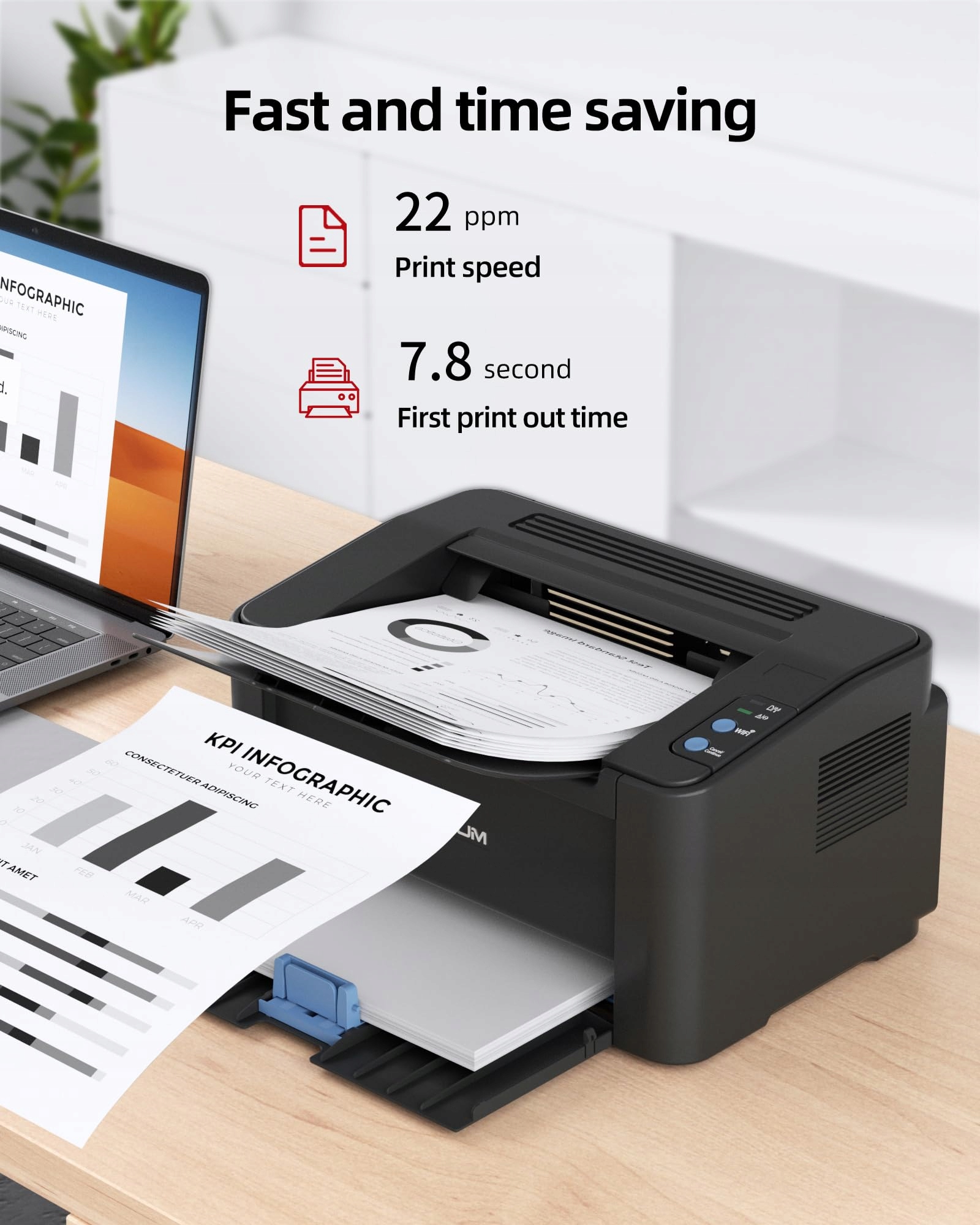 PANTUM P2502W P2500W Drukarka Laserowa WiFi AirPrint 22 Stron Minuta — miniatura 6