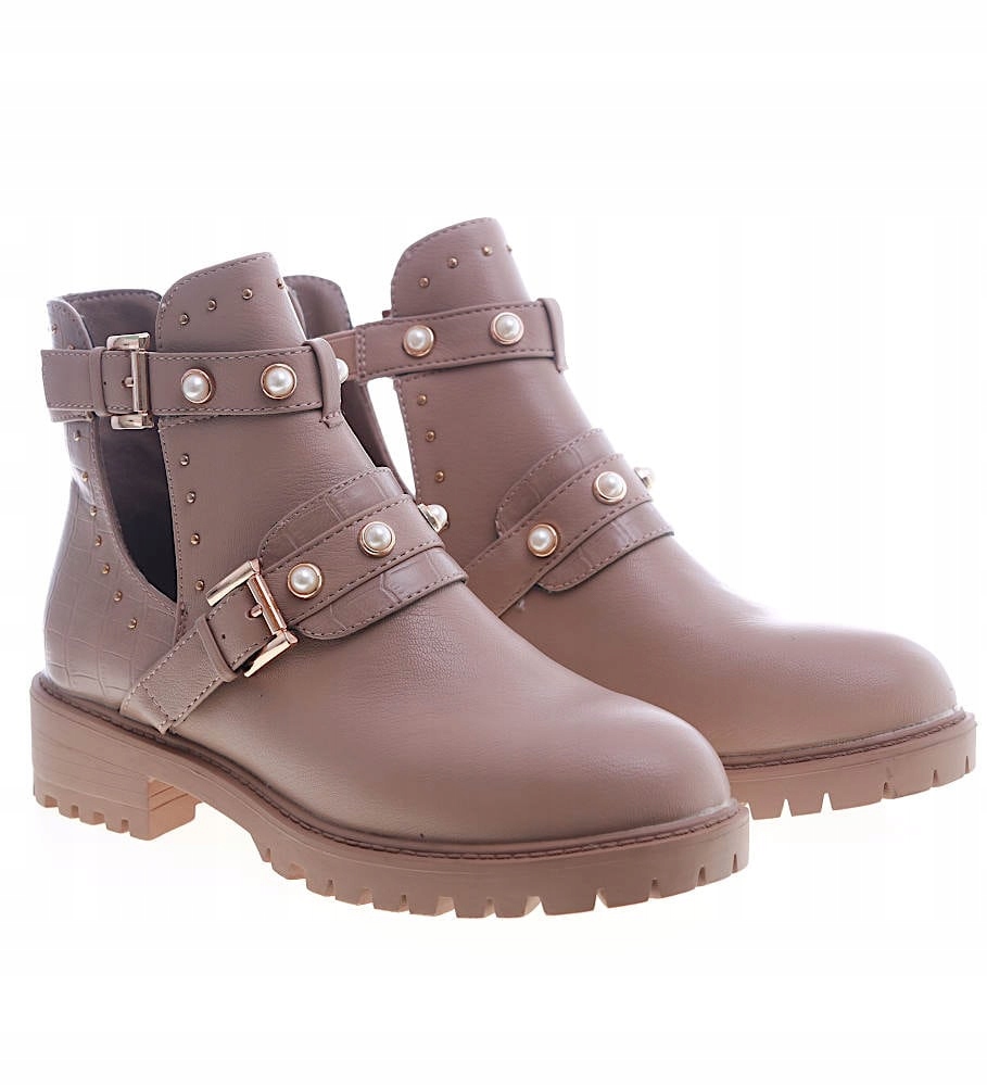 WIOSENNE DAMSKIE BOTKI BUTY Z WYCIĘCIAMI 13401 37 Wzór dominujący bez wzoru