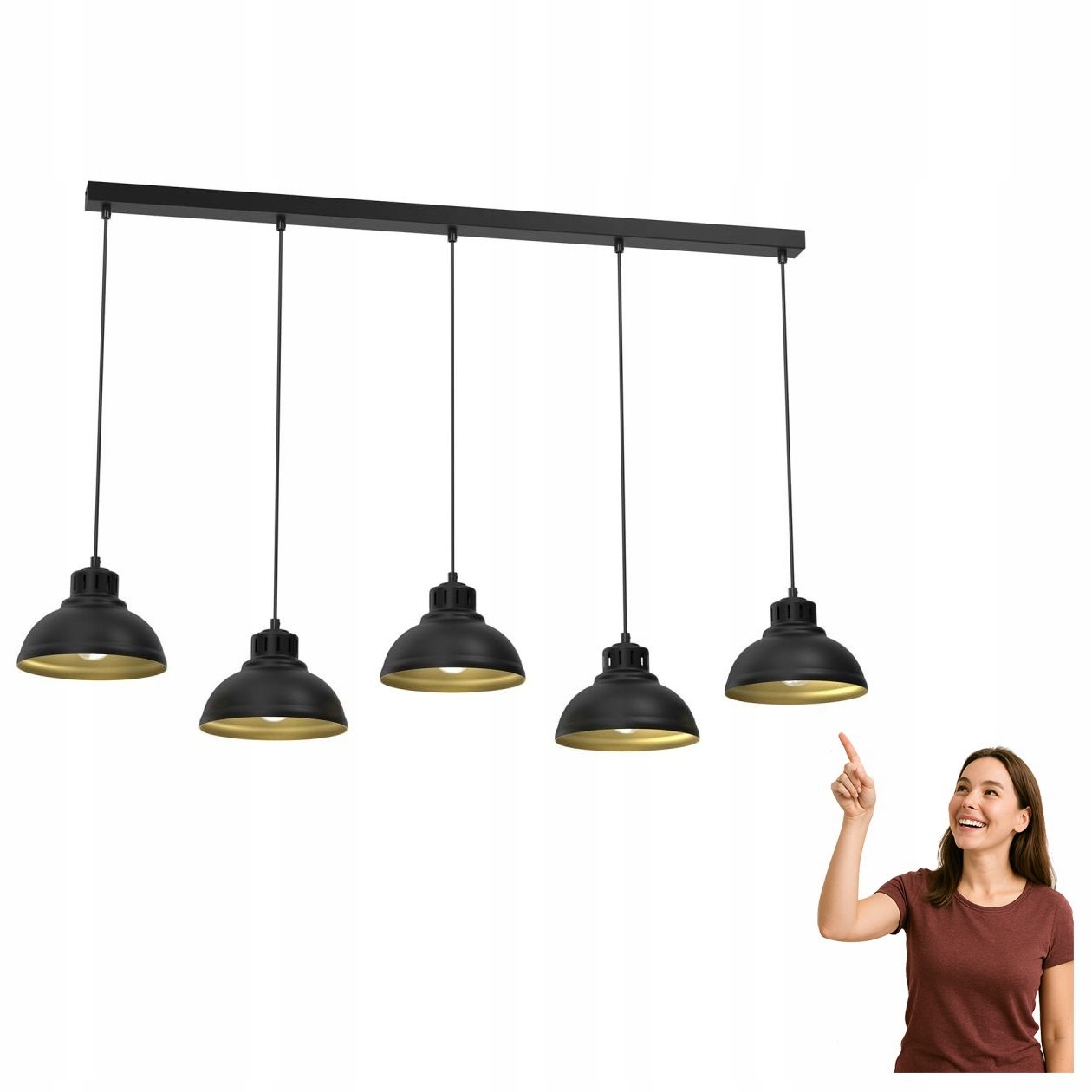 Černá pětibodová závěsná lampa na liště Sven 9118 Luminex
