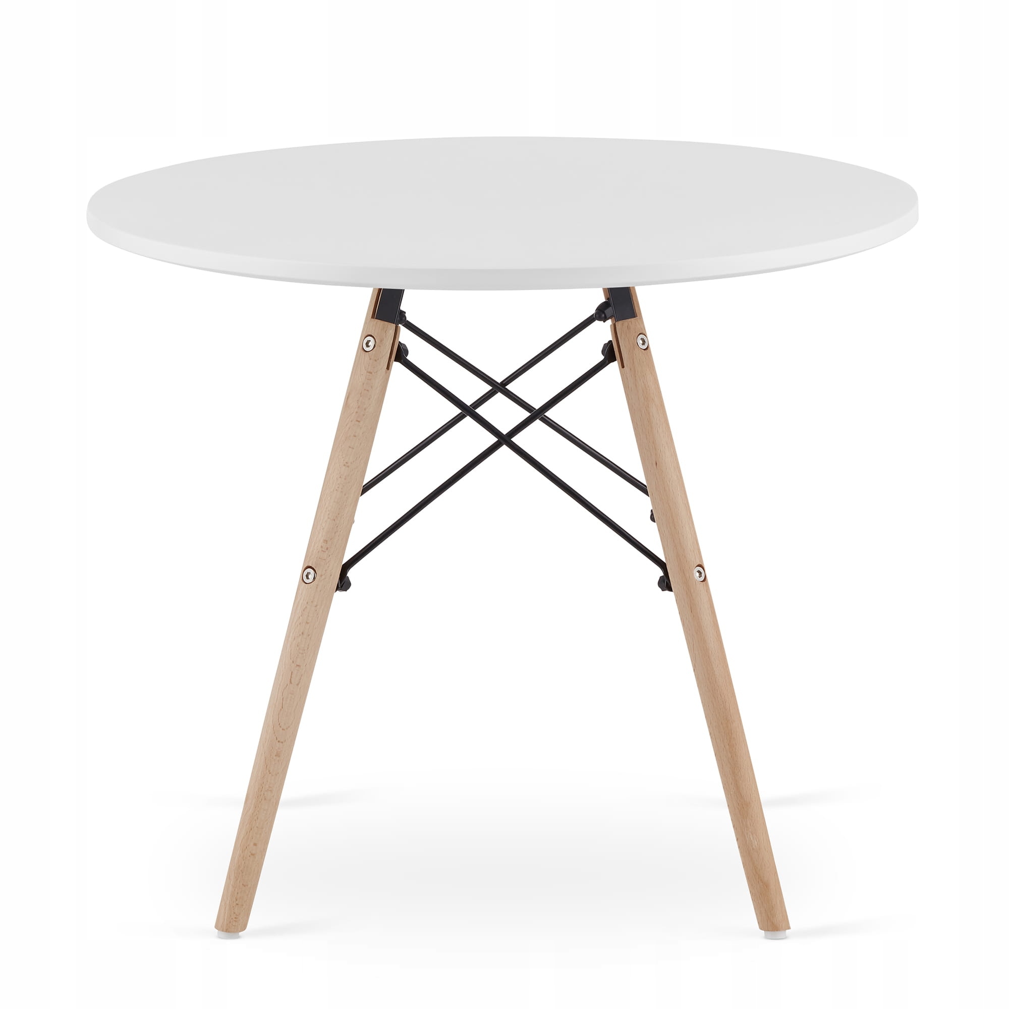 Konferenčný stolík biely, okrúhly, nohy z bukového dreva 60 cm x 49,5 cm