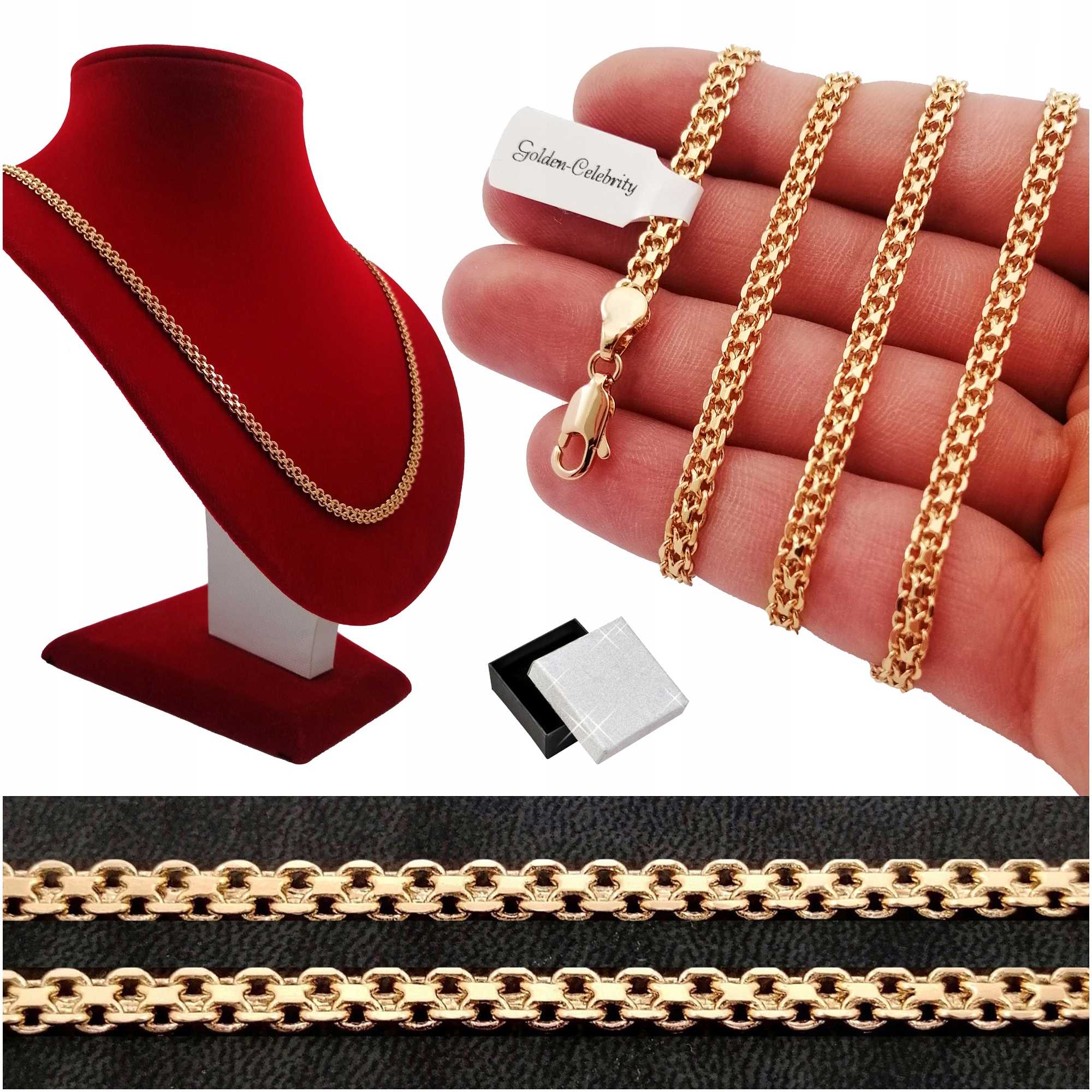 

Złoty Damski Łańcuszek Bismark 55cm/4mm 18k+GRAWER