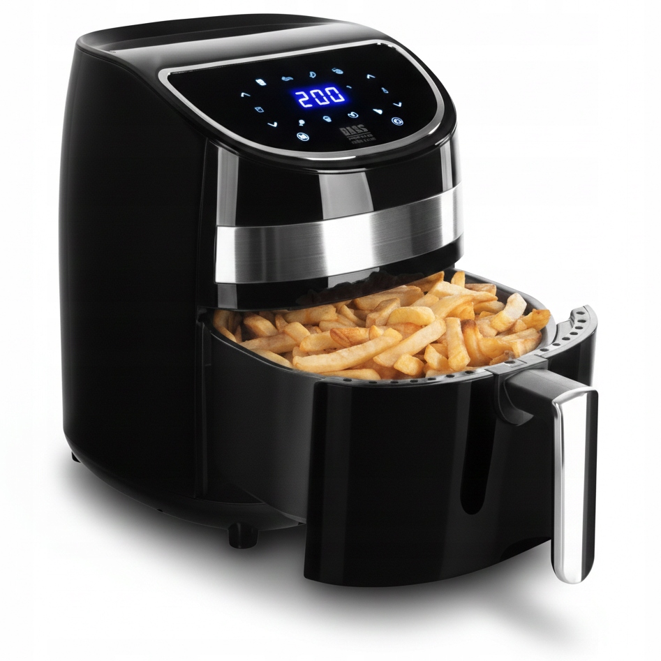 Frytkownica Beztłuszczowa 3,7 L 1900 W LCD Frytownica Bass Polska Czarna
