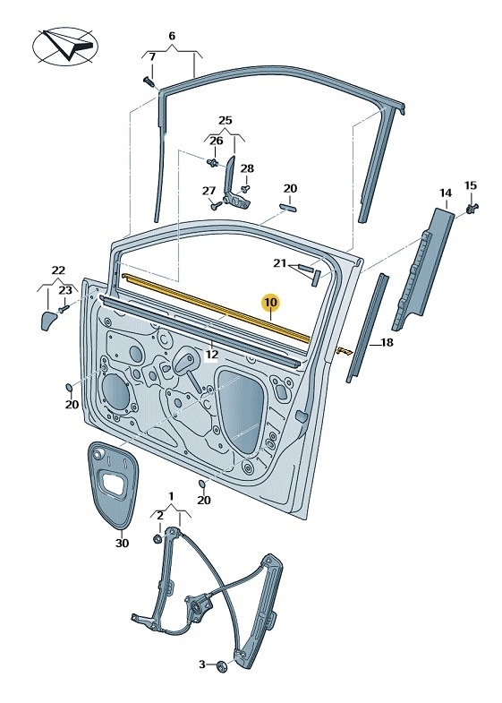 5G4837477D 5AP - ЗОВНІШНЄ УЩІЛЬНЕННЯ ДВЕРЕЙ ЛІВИЙ ПЕРЕДНІЙ VW GOLF VII