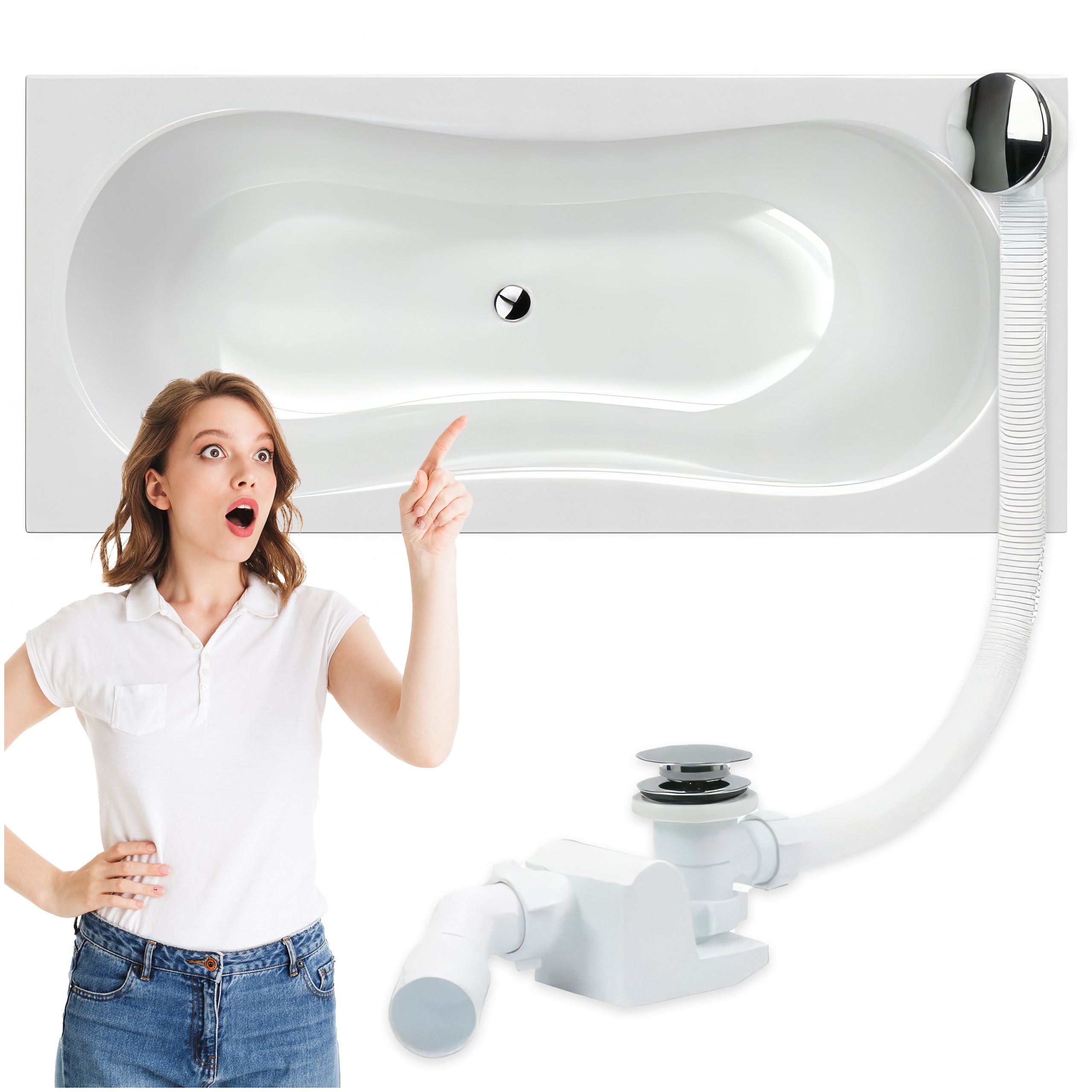 Obdélníková vana Evo 170x75 Sifon