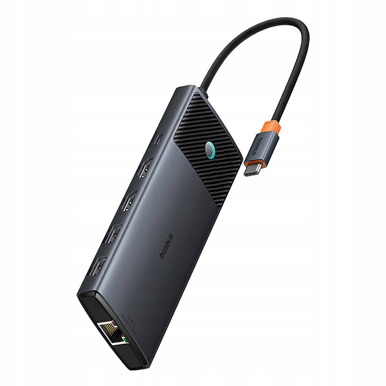 Usb-c Hub Baseus Metal Gleam II 10w1 Hdmi Usb-a Usb-c RJ45 Sd/tf šedý