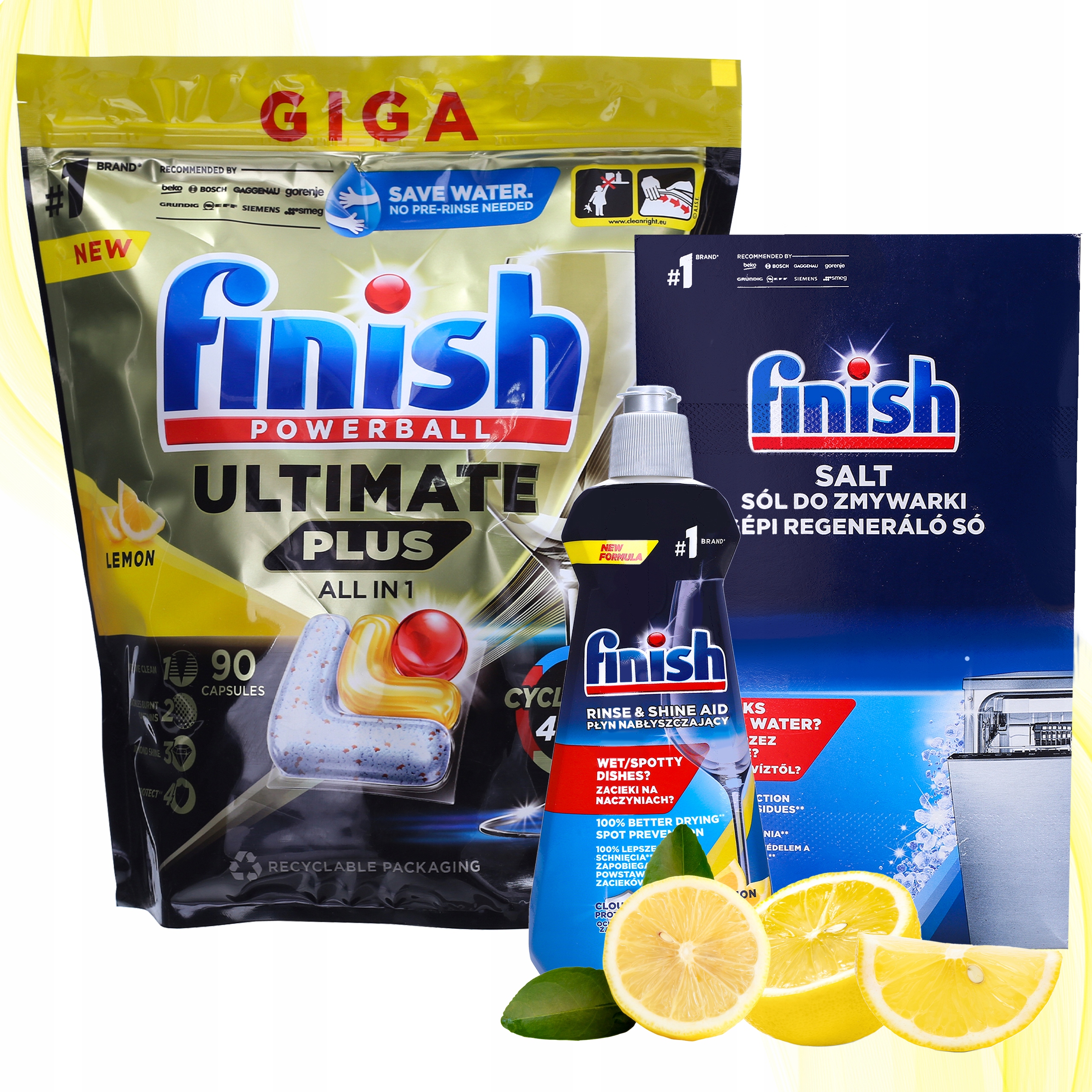 Levně Finish Sada do myčky Tablety Ultimate Plus 90ks Sůl Leštidlo