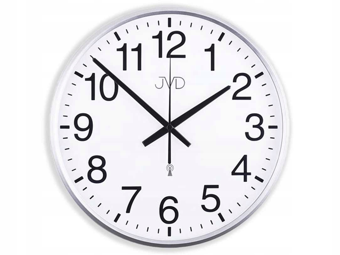 Stříbrné Nástěnné Hodiny Jvd RH684.1 Radio Control Čitelné S Baterií