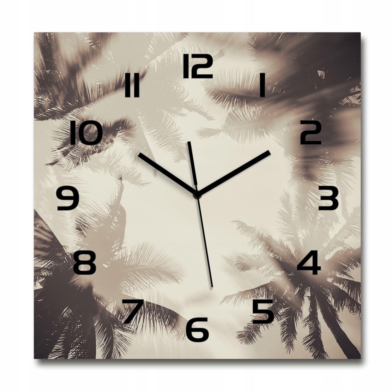 

Szklany zegar, cichy płynący mechanizm Palmy 60x60