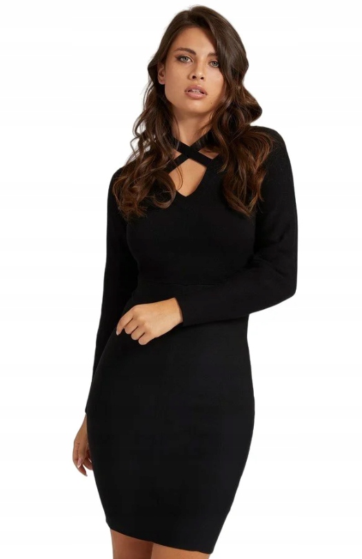 Guess Šaty Černé Mini S Dlouhým Rukávem Xs Gxq