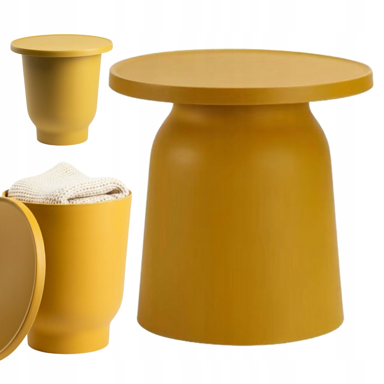 Kávový stolek OTTO1 Hořčice Loft lavička do obývacího pokoje zahrady kulatý 47 cm Glam