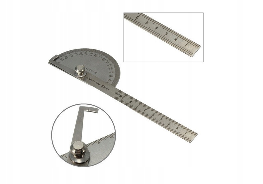 

Kątomierz Z Linijką Linijka Metalowa Miarka 10cm