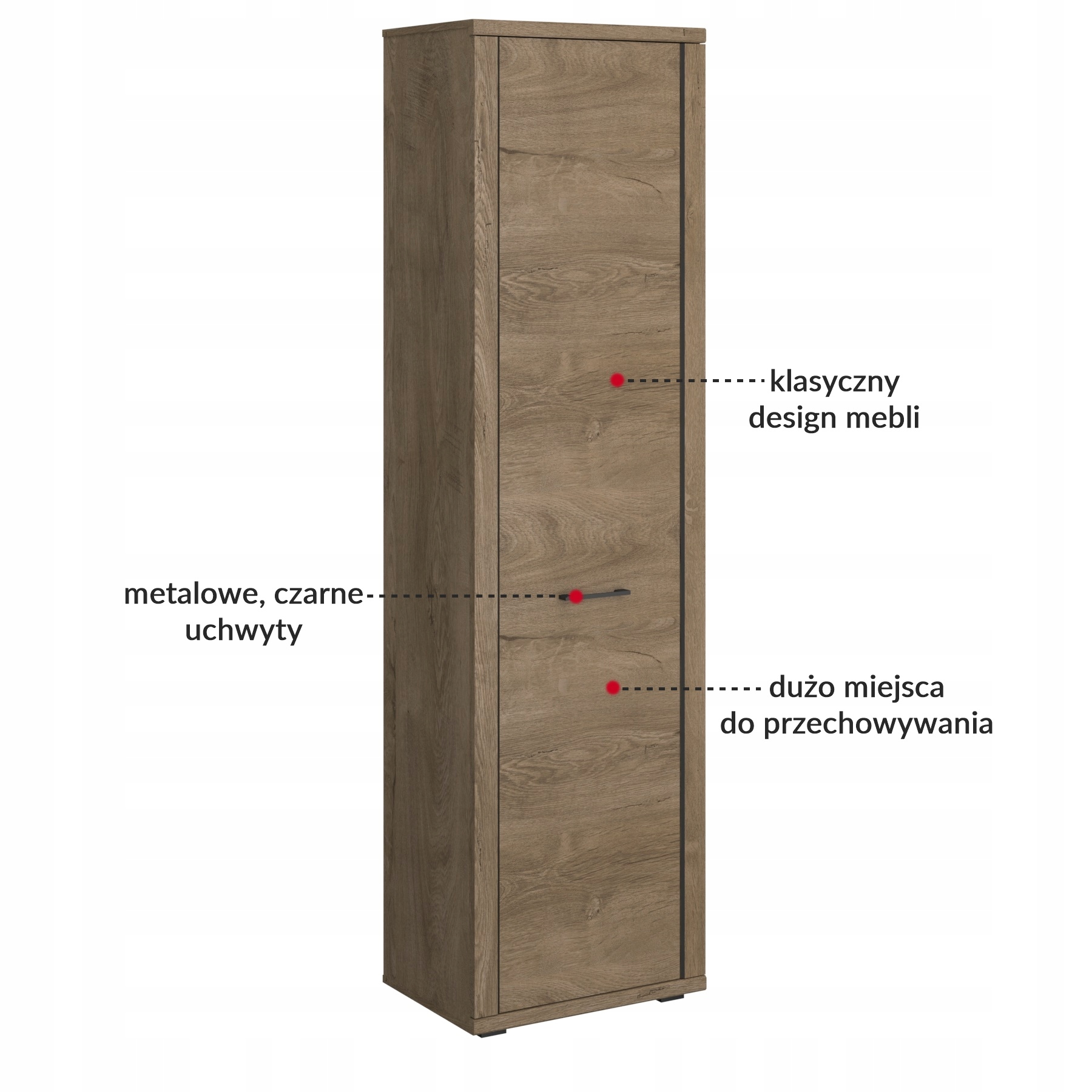 REGAŁ SŁUPEK SZAFKA stojąca 57 cm dąb lefkas Kolekcja Cordan