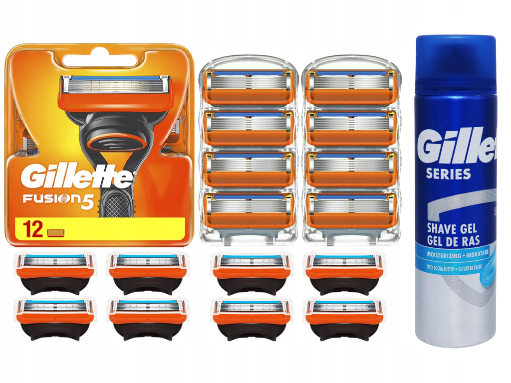Originální Vložky Čepele Nůžky Do Strojku Gillette Fusion 5 x 12 Gel
