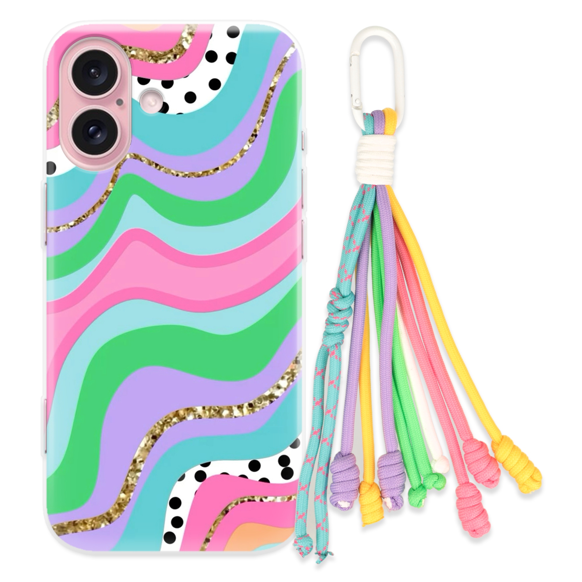 Puzdro pre iPHONE 16 Case Ocronny| Kľúčenka Šnúrky Pastelove| Roztomilé Top vzory