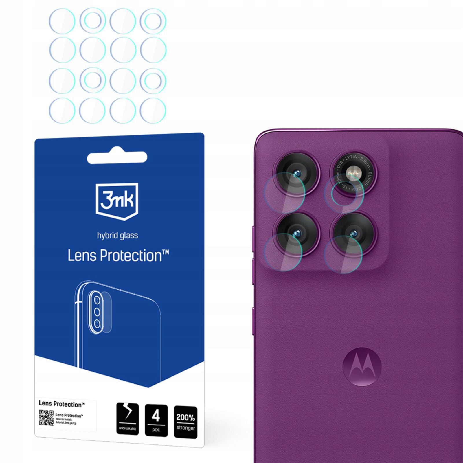4x Szkło na obiektyw aparatu do Motorola Edge 60 Pro 3mk Lens Protection