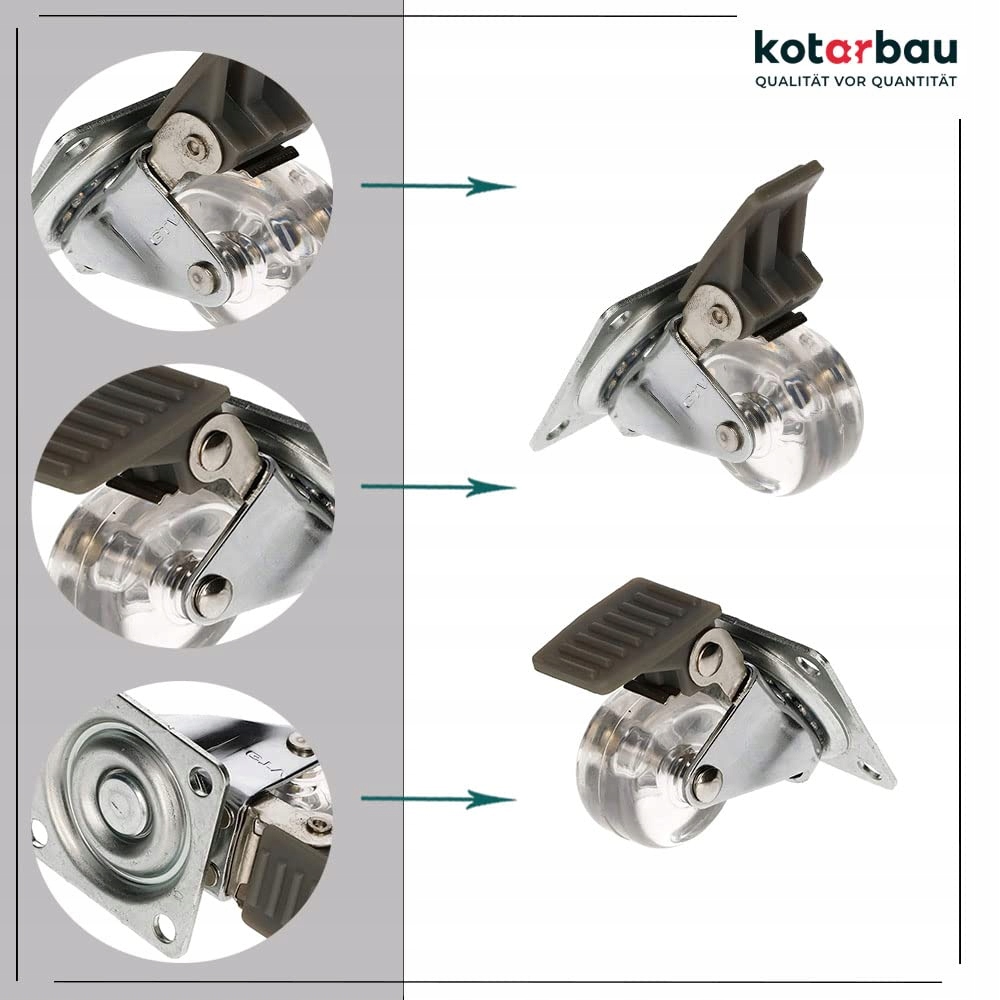 KÓŁKO OBROTOWE TRANSPORTOWE MEBLOWE Z HAMULCEM PRZEŹROCZYSTE ROLKA 35MM Marka Kotarbau
