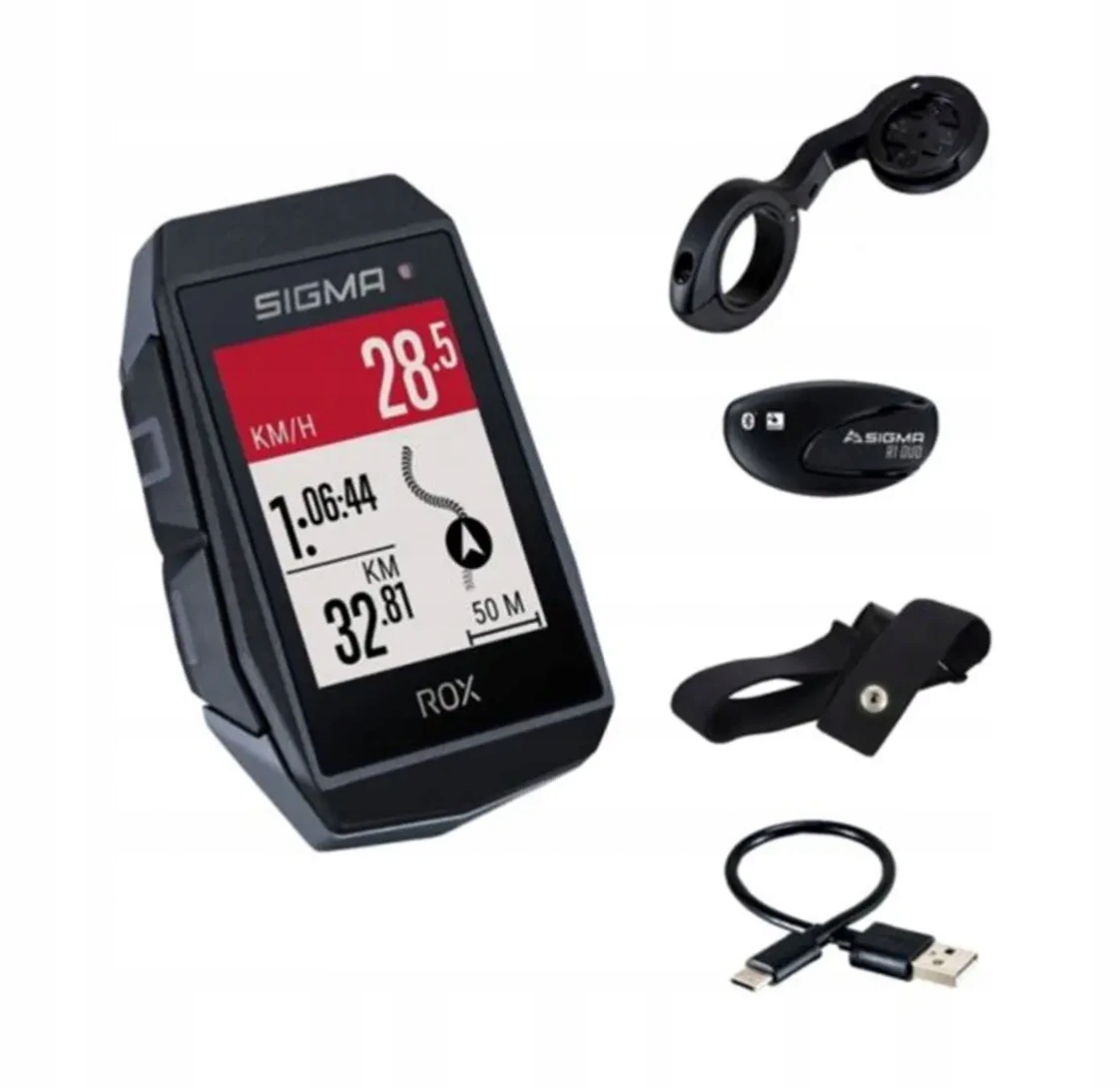 Licznik rowerowy bezprzewodowy Sigma Sport Rox 11.1 Evo Black Hr Set