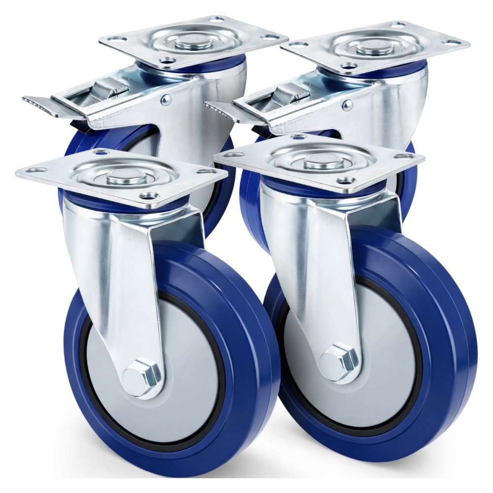 Kolečka Pro Přepravní Vozík S Brzdou Blue Modrá Guma 4x125 mm 920 kg