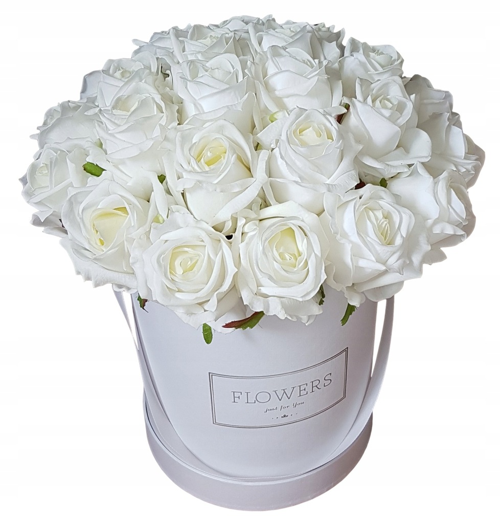 Flower Box Ruže gumové real touch silikón Biele ruža biela Kytica 26 ružová