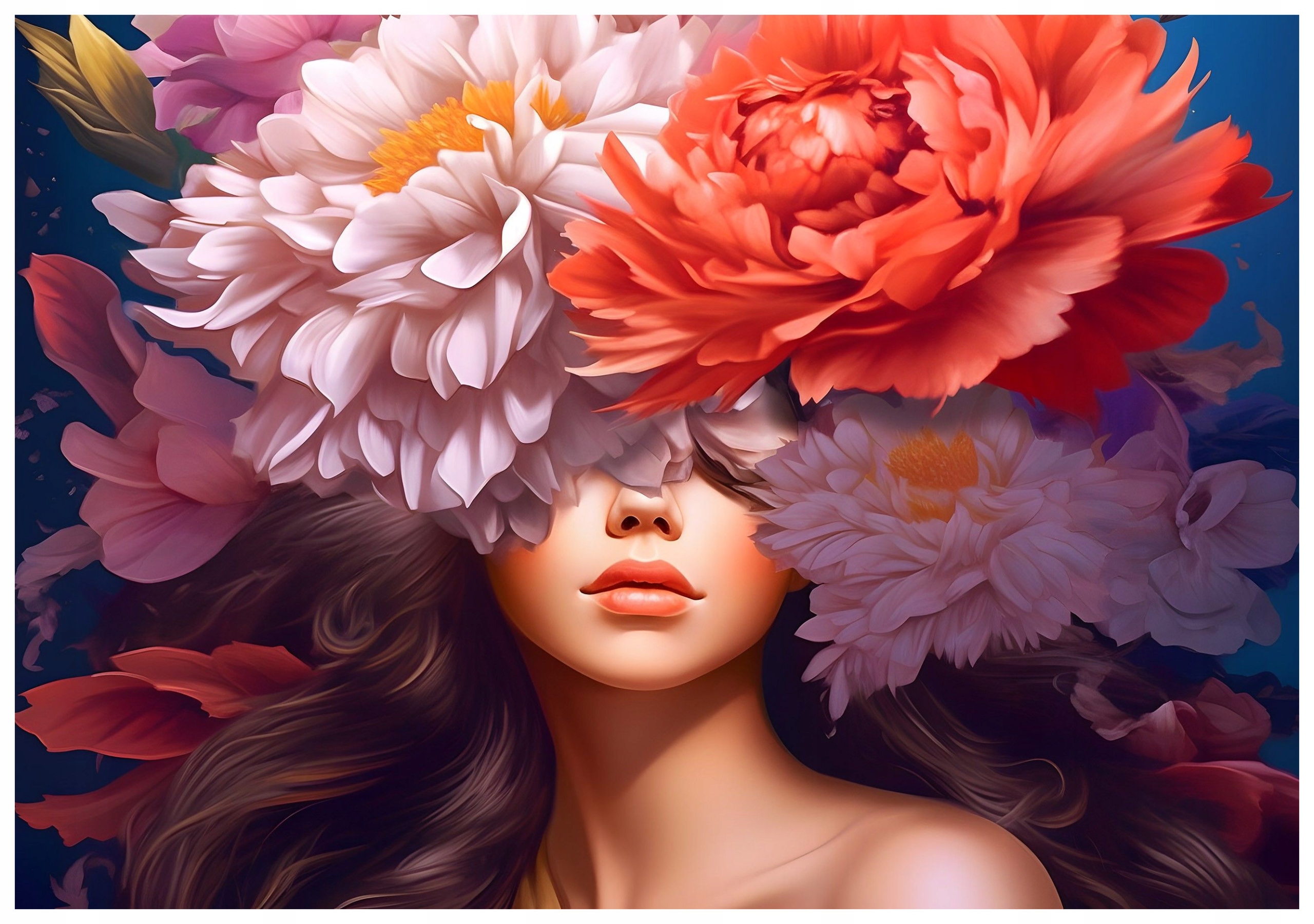 Fototapeta Žena v kvetinovej záhrade na tmavom pozadí 300x210 lepidlo