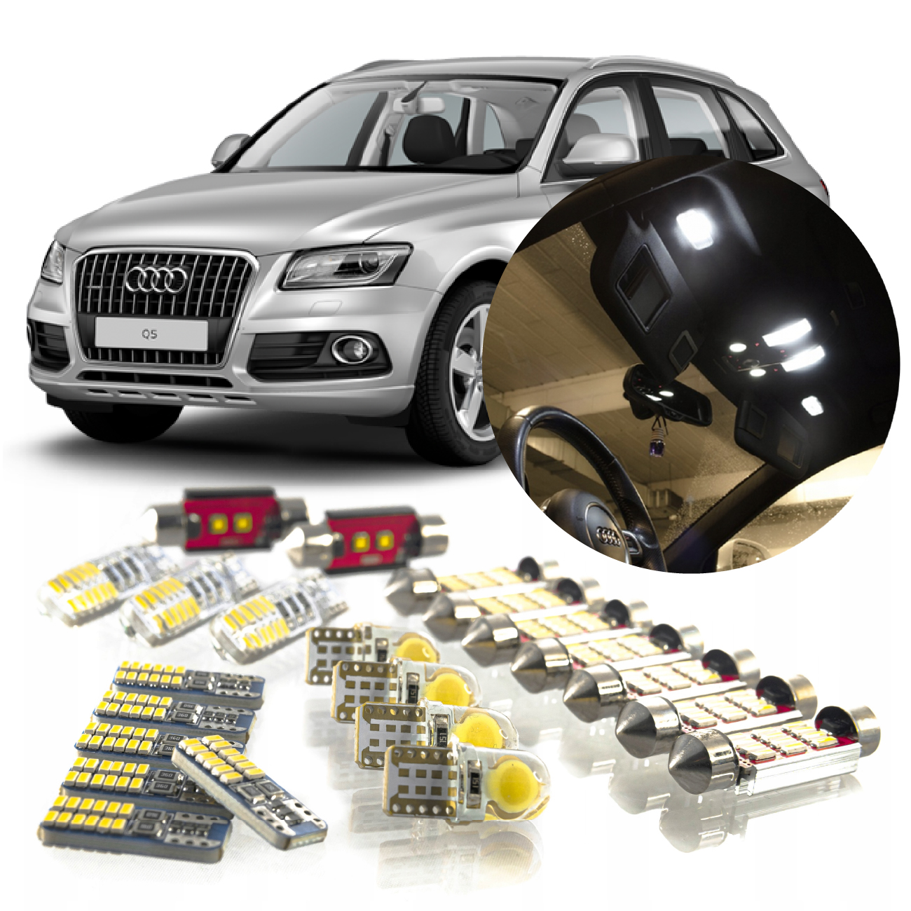 Audi Q5 2008 Sada Led osvětlení interiéru! Vip