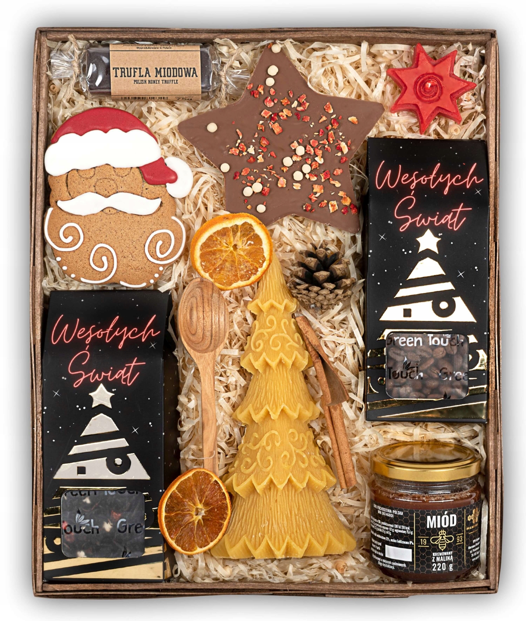 Levně Vánoční velký dárkový koš, sladkosti, svíčka