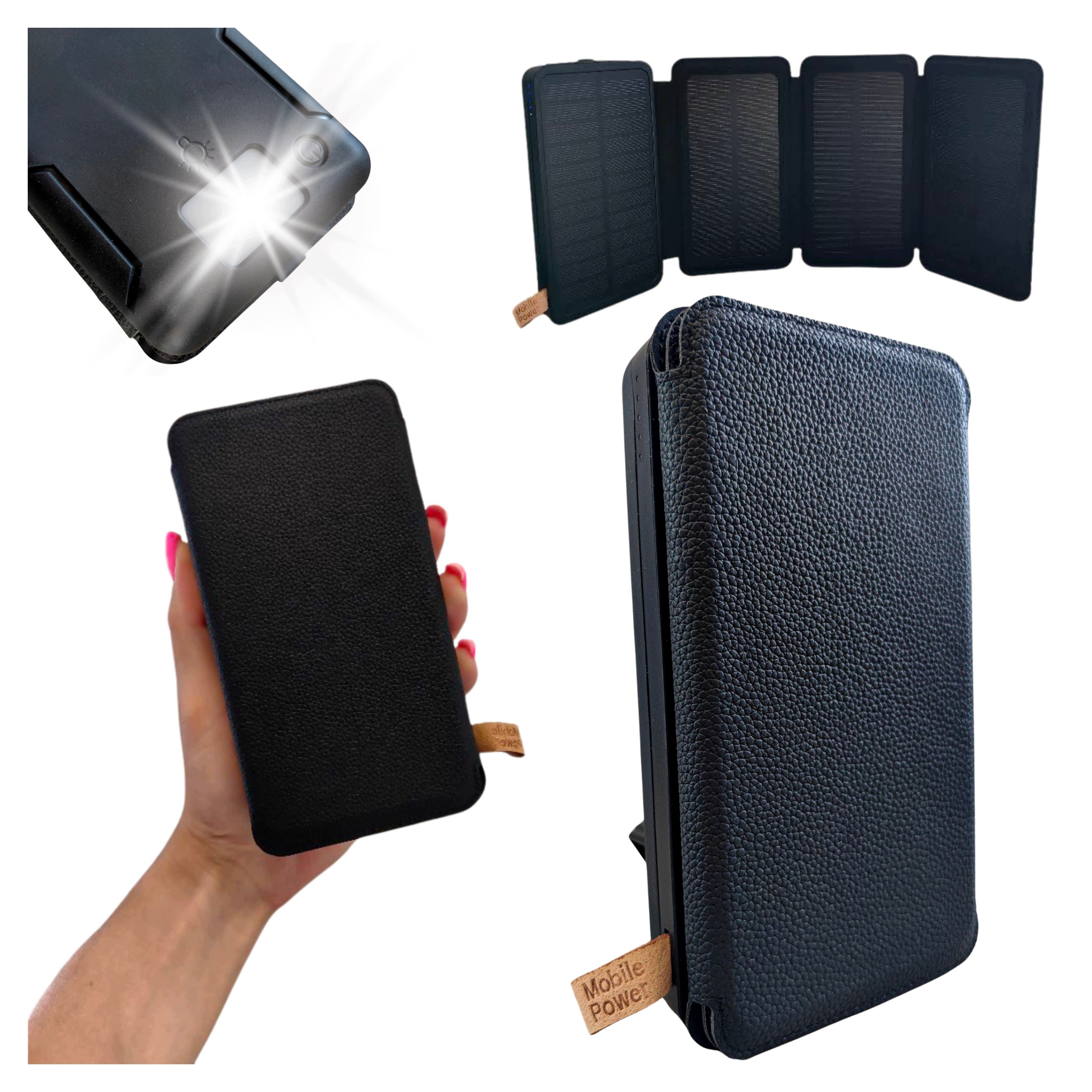 Solární Cestovní Powerbanka 20000 mAh 2xUSB Led Svítilna Usb-a Micro Usb