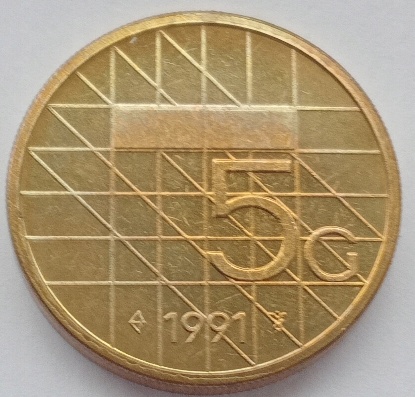 Holandia 5 Gulden 1991 Piękny (F)