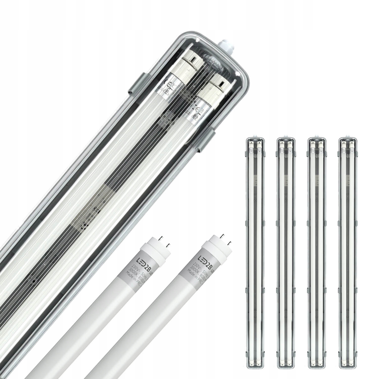 Sada 4x hermetické svítidlo Aqua M 2x120 8x Led T8 18W neutrální bílá