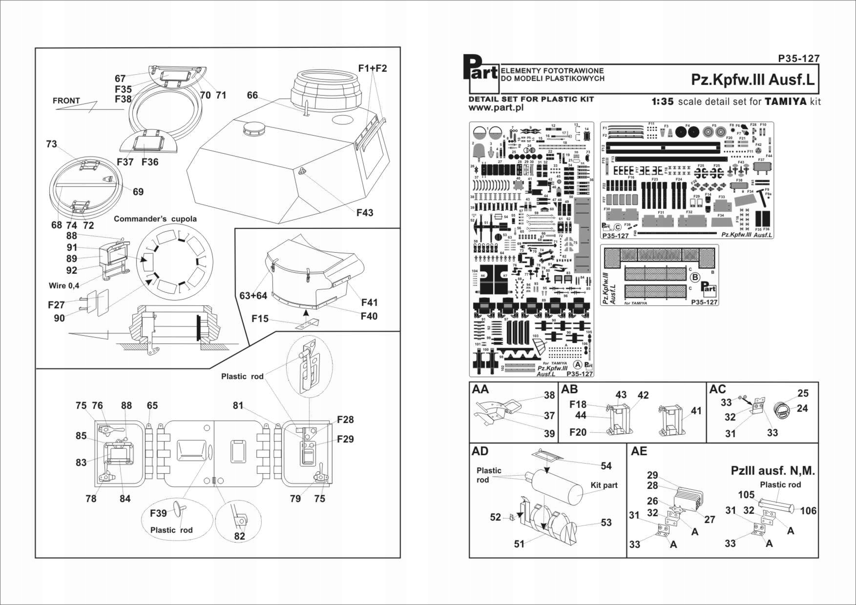 Část P35-127 1/35 Pz.Kpfw.III Ausf.L (Tamiya)