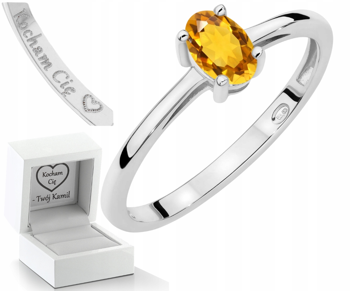 Bílé Zlato Prstýnek S Kamenem Přírodní Citron Zlato 585 Dárek