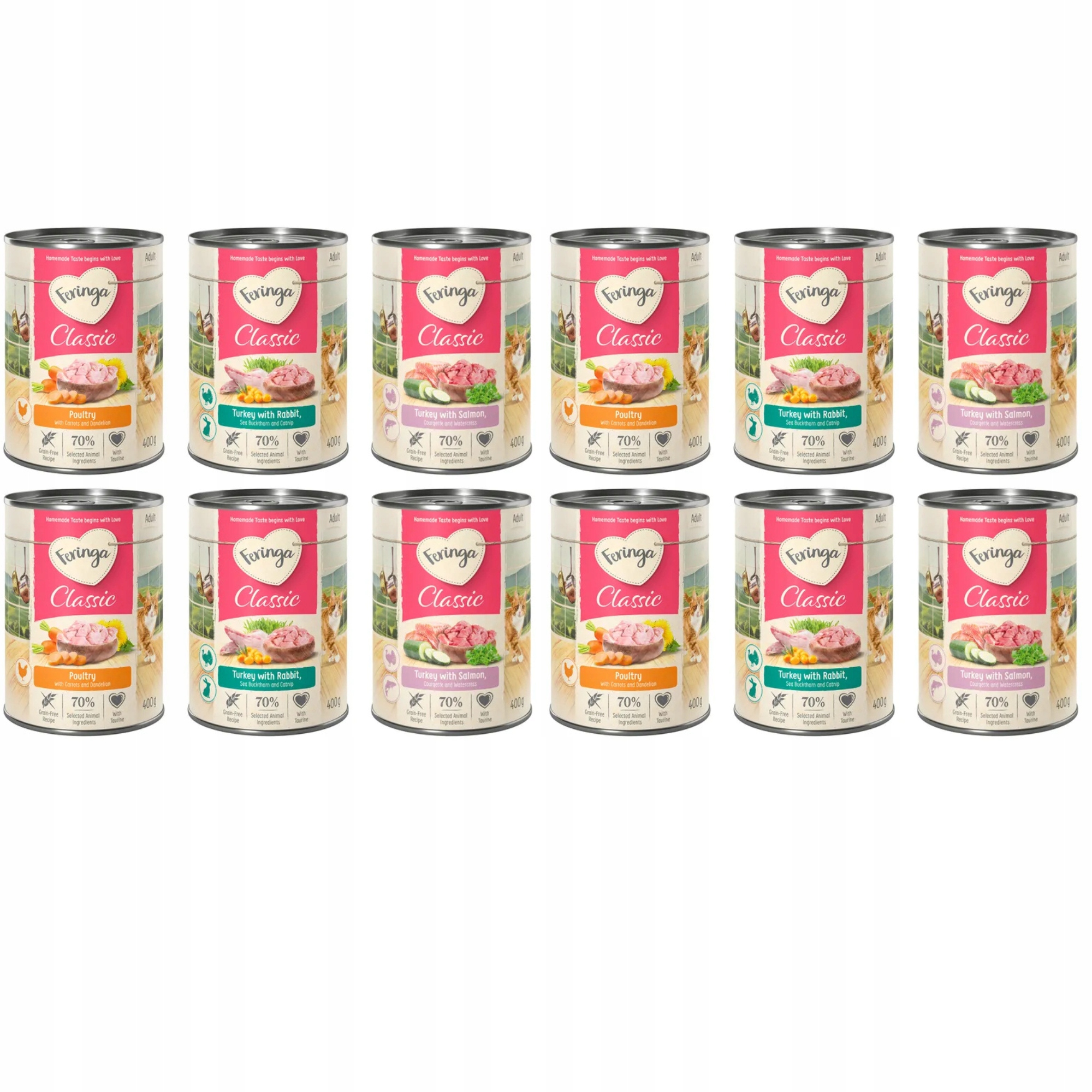 Feringa mokra karma dla kotów MIX smaków 12x 400g z Niemiec