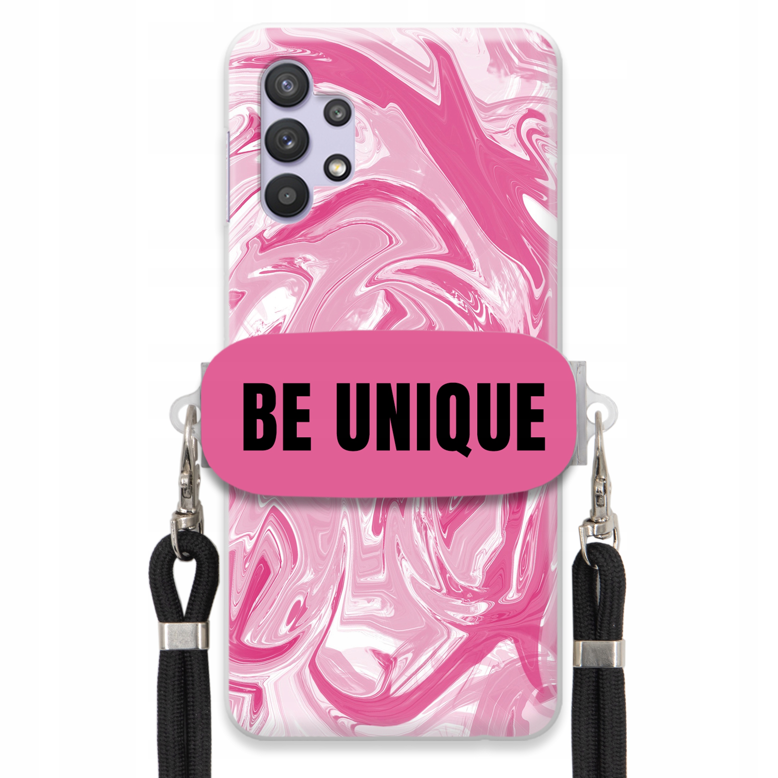 Puzdro na Samsung M32 5G Case držiak Šnúrka Čierna Ružová Mramor Be Unique