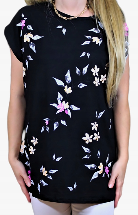 BLUZKA KOSZULKA T-SHIRT NADRUK LIŚCIE ŁADNY WZÓR BAWEŁNA 2XL, XXL 44 Marka inna