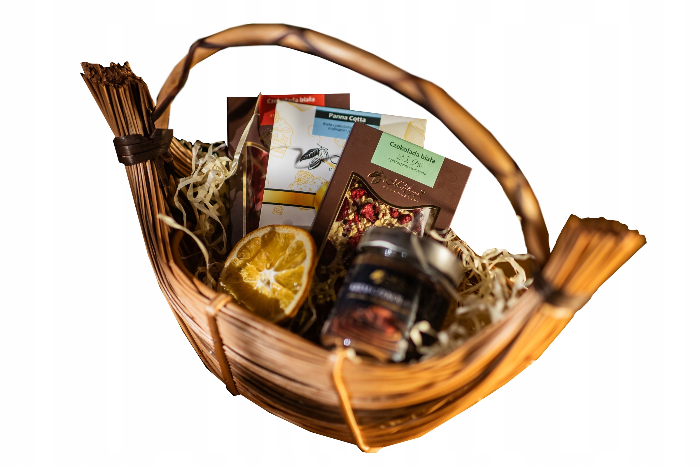 Dekorativní proutěný koš na čokoládu Premium, čokoládový krém, Vánoce