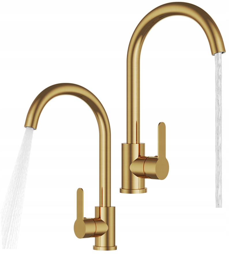 Kuchynská Batéria Brúsená Zlatom, Zaoblená Výtoková Nádrž Prestige Plus Kohútik
