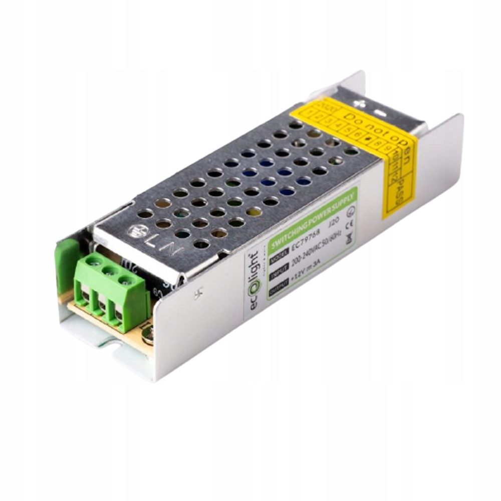ZASILACZ LED 36W 12V TRANSFORMATOR MODUŁOWY SLIM 3A IP20 DO TAŚM OPRAW