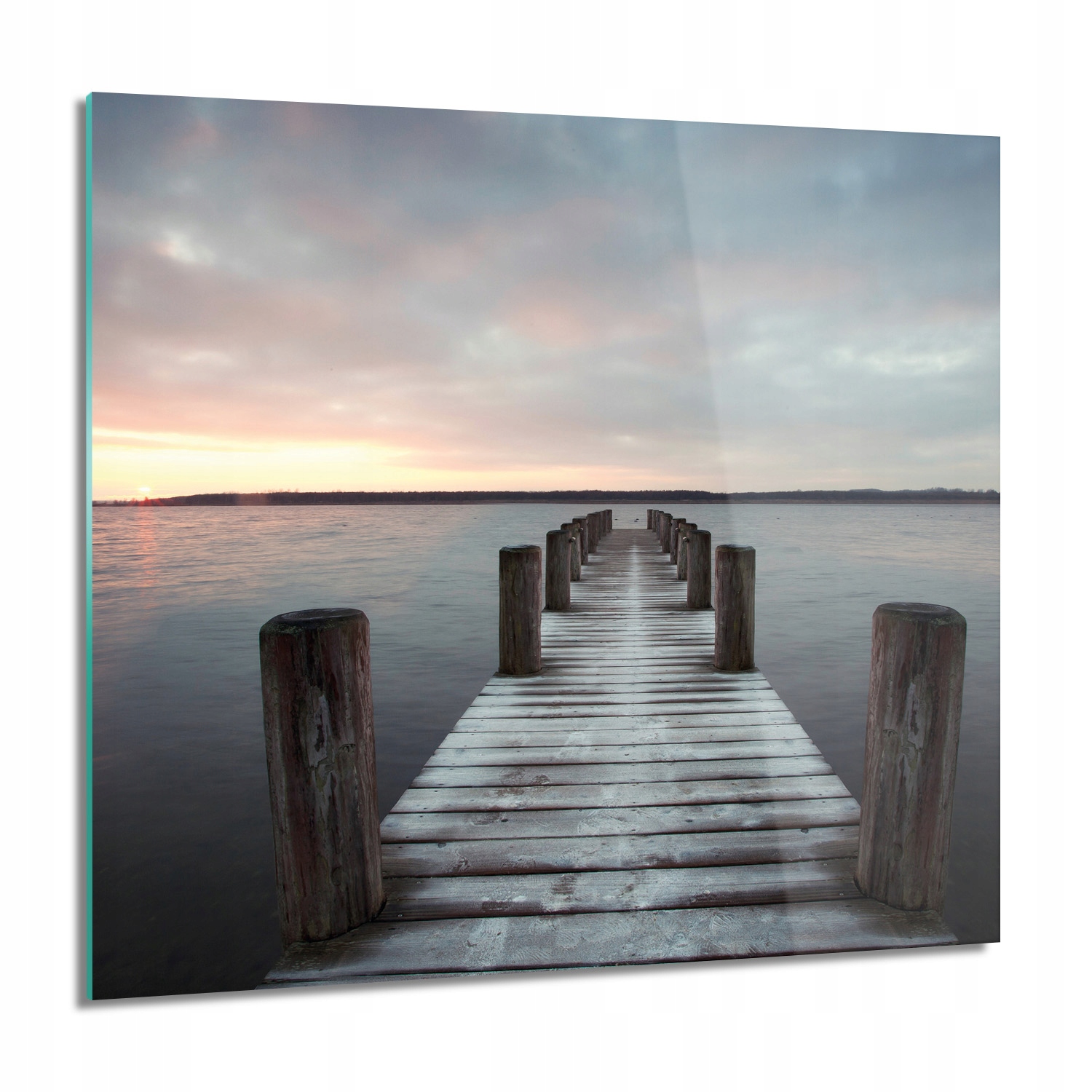 Jezero most molo Obraz na skle 60x60 grafika