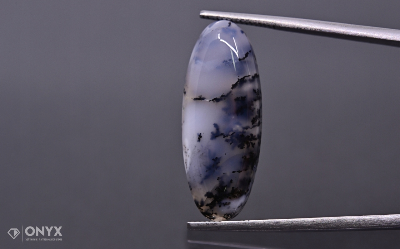 Dendritový achát z Turecka kabošon ovál 25,5x10 mm