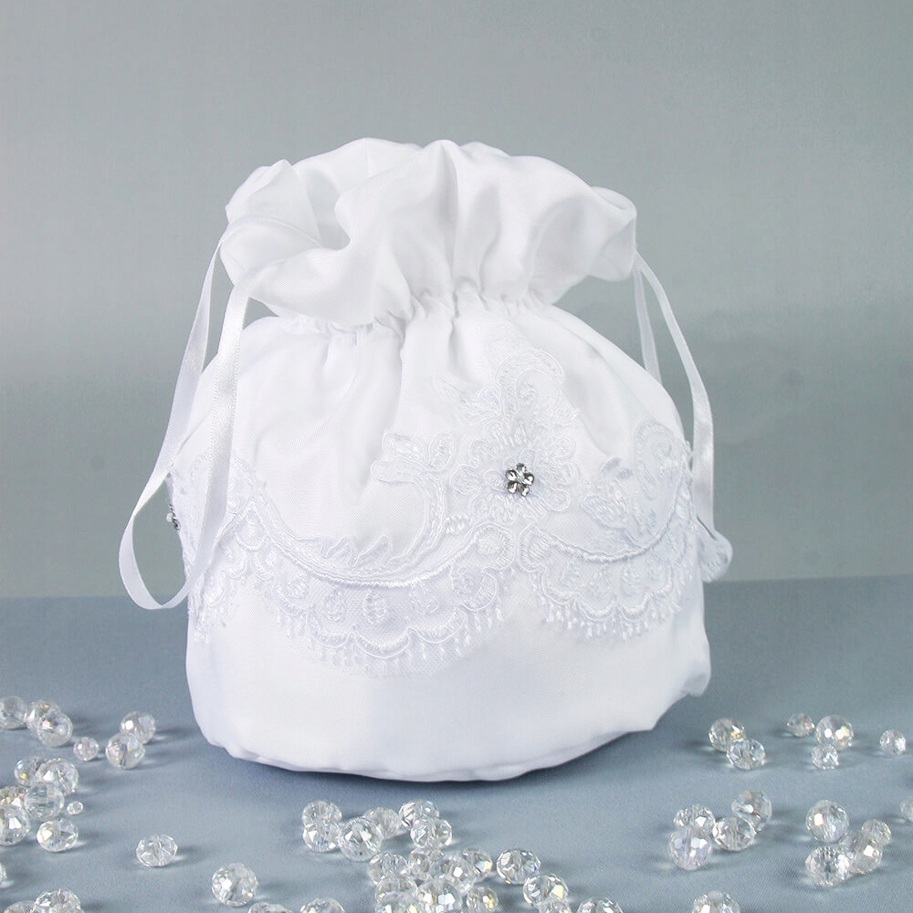 Dora torebka komunijna do ręki biała sakiewka dziewczęca Komunia Święta