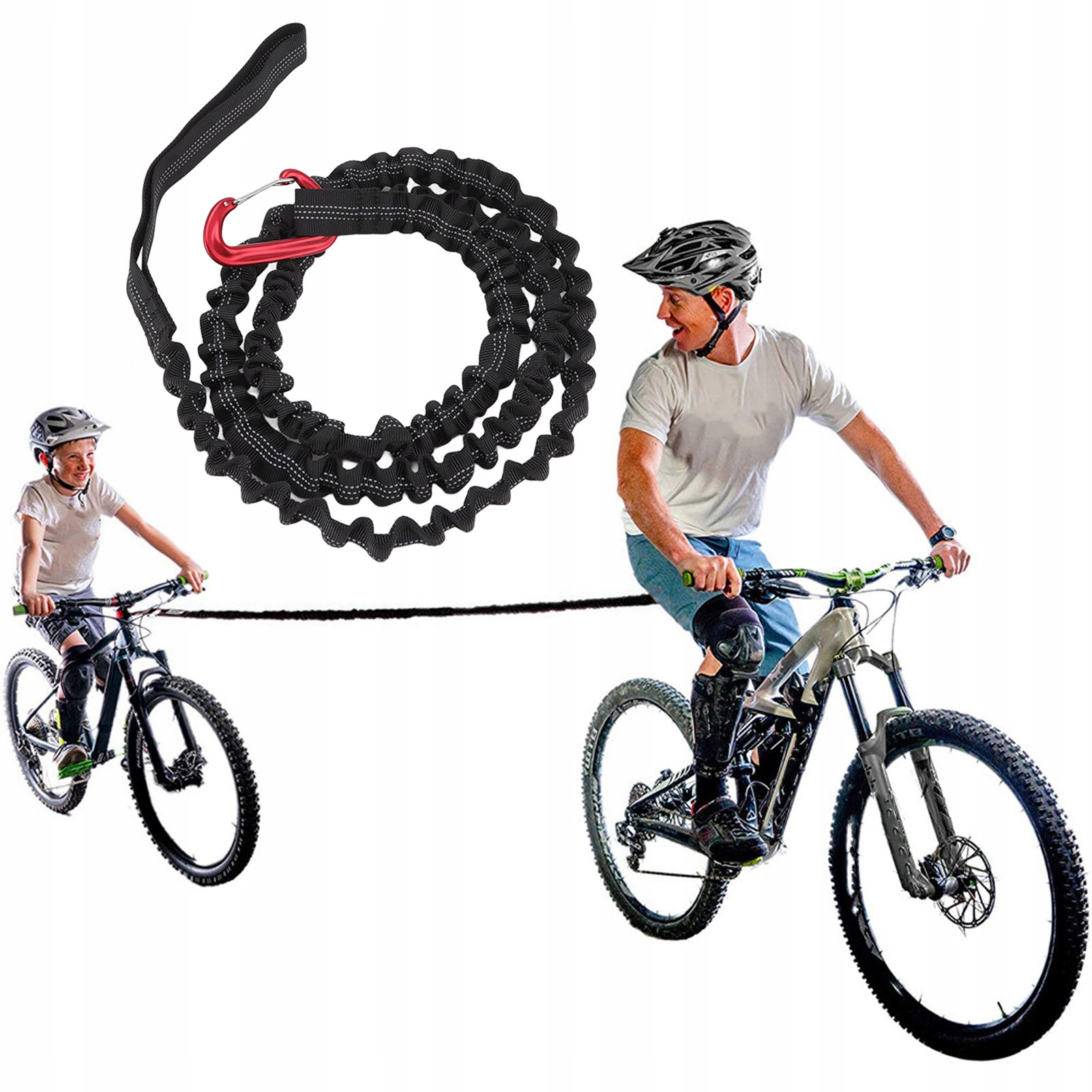 LINA HOLOWNICZA DLA DZIECI DO HOLOWANIA ROWERU ELASTYCZNY 1.7M ZESTAW