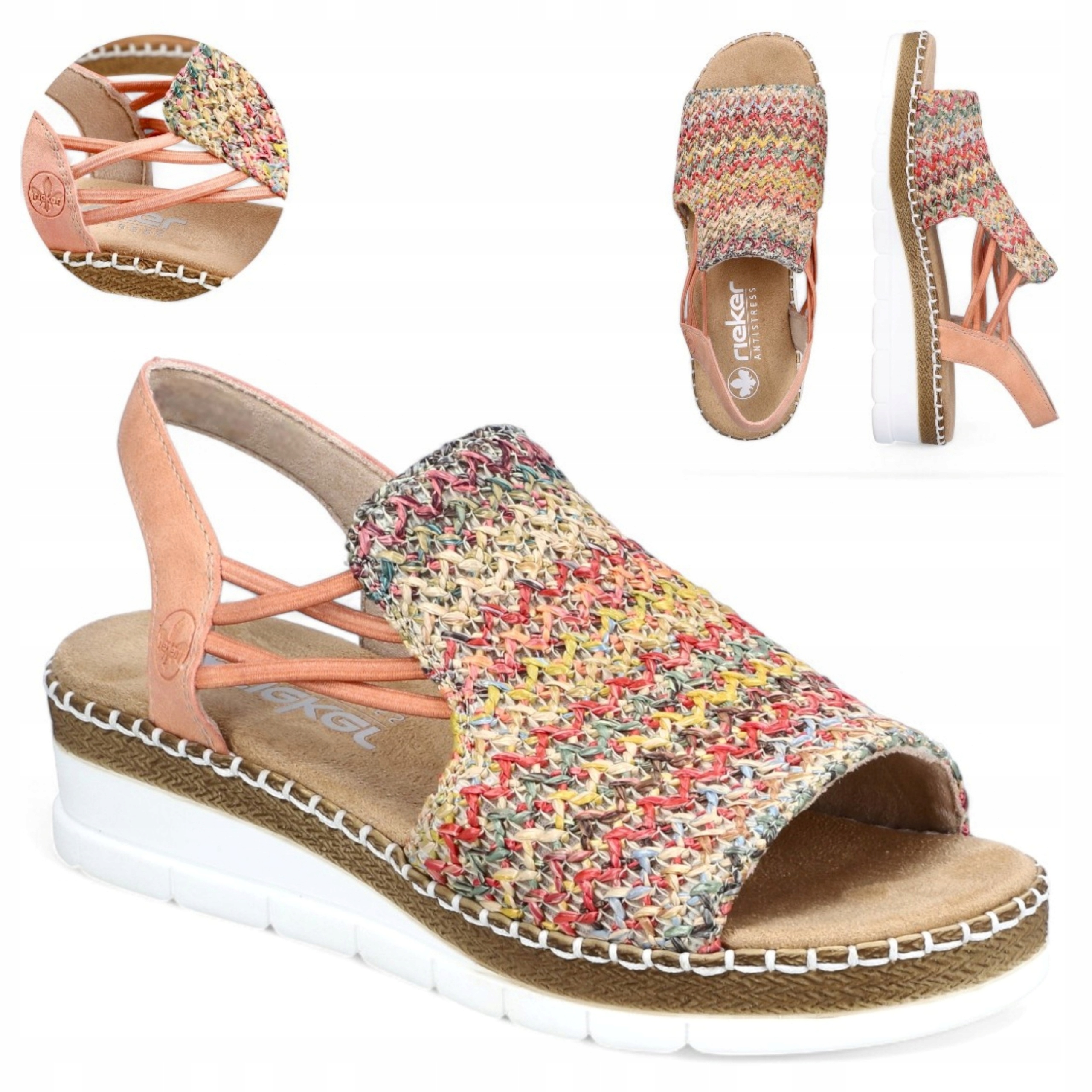 39 Rieker Pohodlné dámské sandály na platformě, lehká letní ležérní obuv