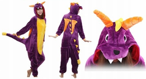 

Smok Fioletowy Piżama Kigu Onesie XL 16 CH4L