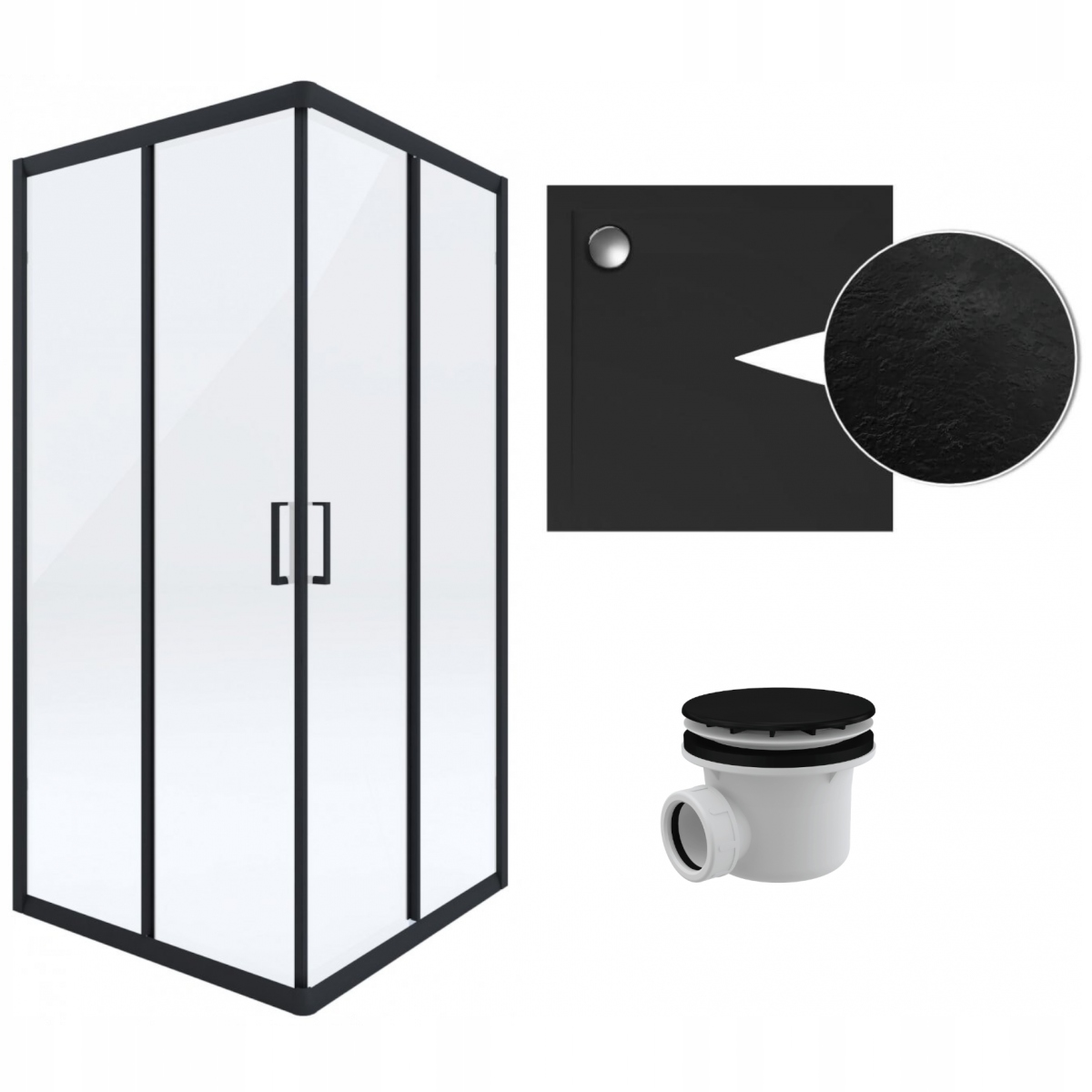 Kabina kwadratowa Black 80 brodzik syfon czarny