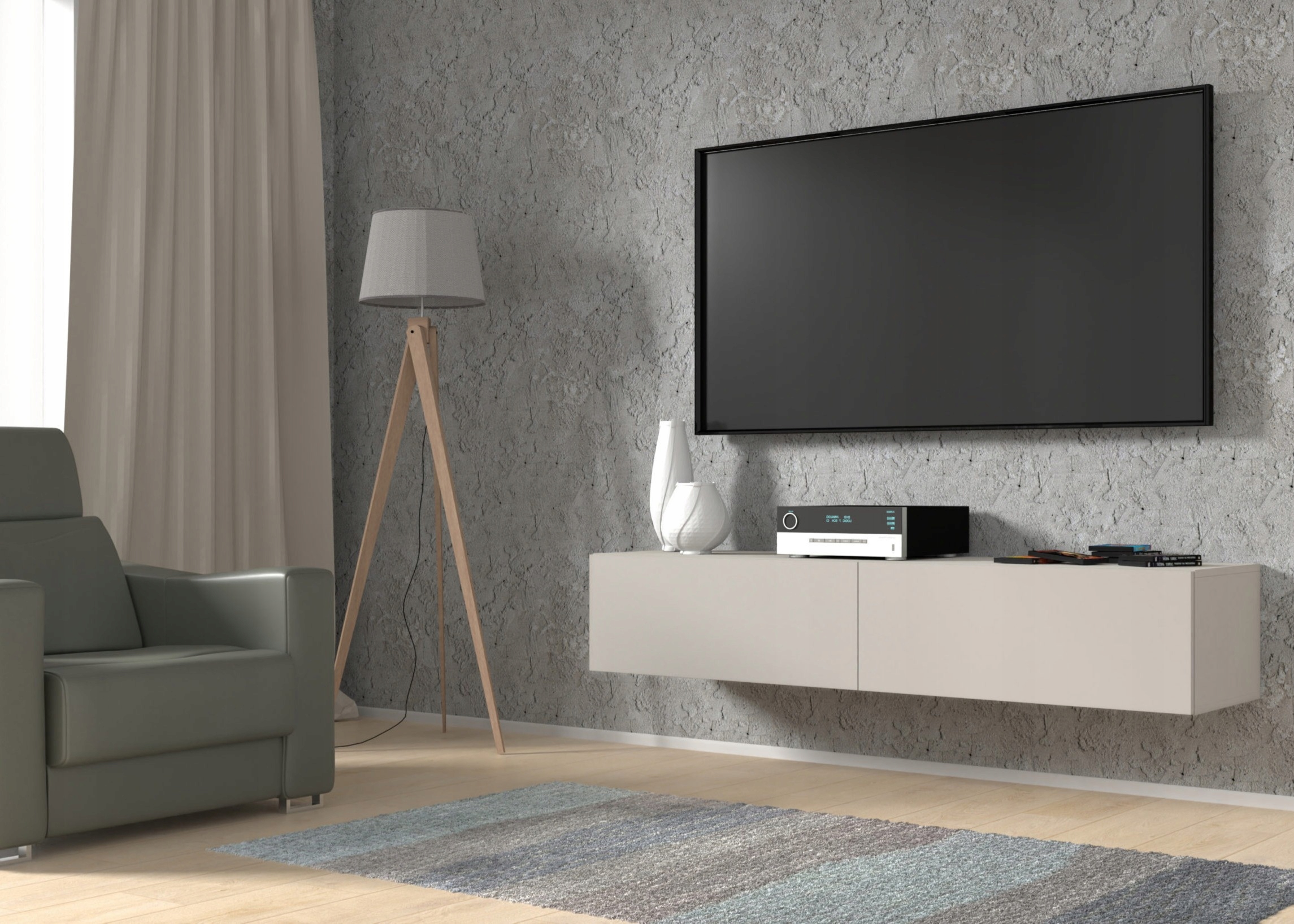 Nowoczesna szafka wisząca RTV BINGO 160 cm KASZMIR mat